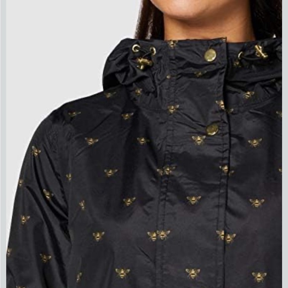 Women's Black Raincoat with Gold Accents - Picture 4 of 4